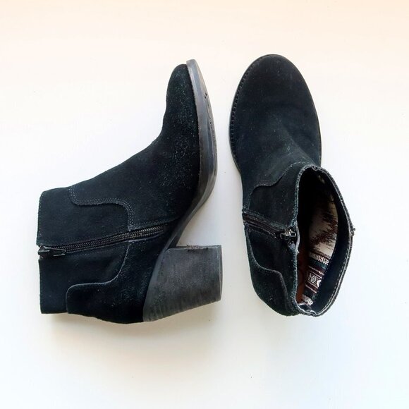 Seychelles Black Suede Leather Round Toe Block Heel Ankle Boots / Booties 7.5 - Picture 14 of 16